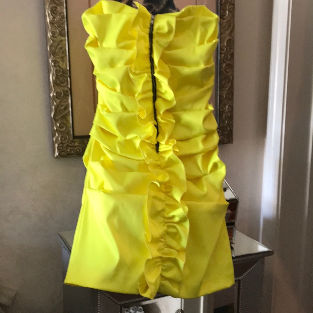 Yellow short cocktail dress